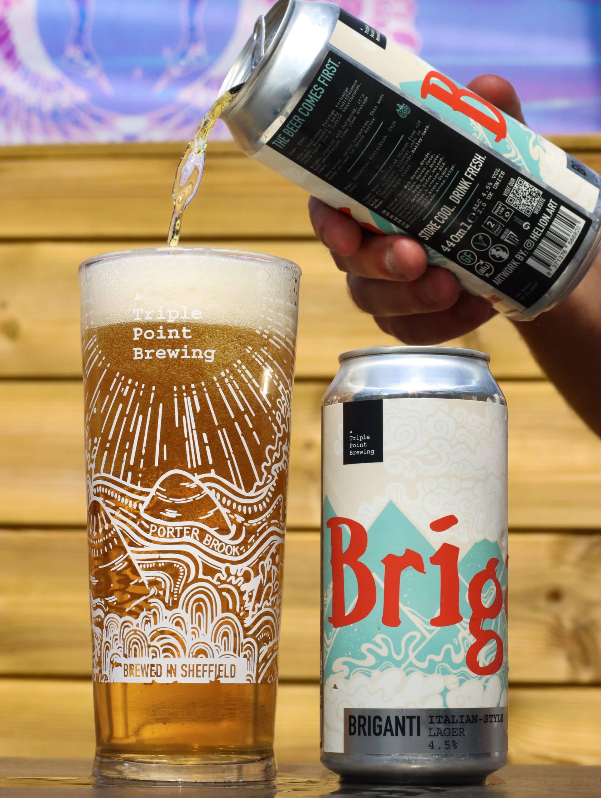 Briganti lager being poured into glass